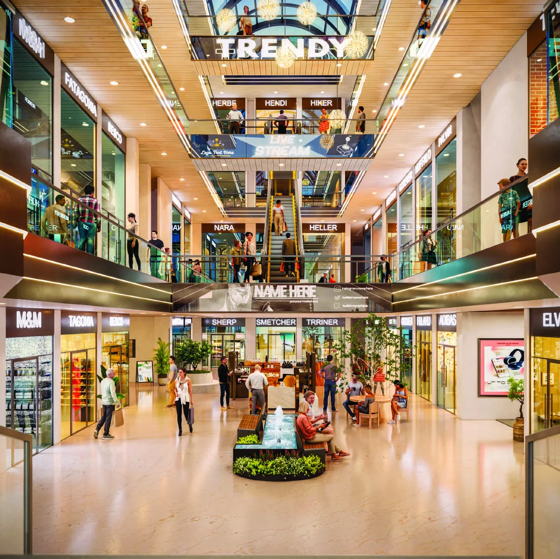 Artist's impression of the light-filled retail atrium at Astrus Capella